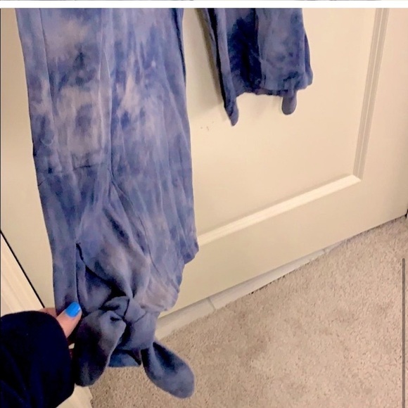 Free People Strapless Jumpsuit Blue Tie Dye Just Float Maxi Casual Resortwear - Picture 8 of 8